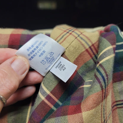 Lands End Vintage Women Large 14-16 Barn Chore Farm Coat Jacket Tan Brown Plaid