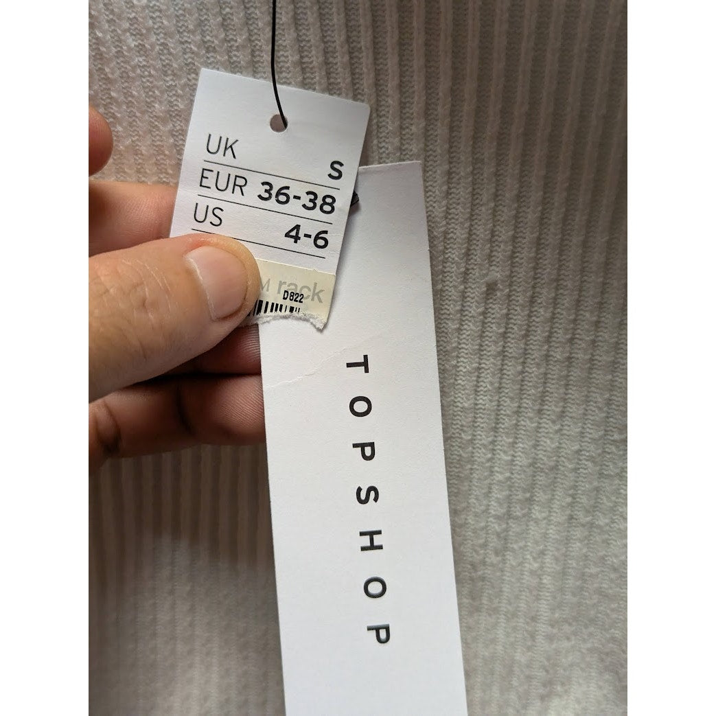 Topshop Cream Ribbed Cold-Shoulder Turtleneck Size US 4-6 (UK S) Small NEW