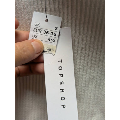 Topshop Cream Ribbed Cold-Shoulder Turtleneck Size US 4-6 (UK S) Small NEW