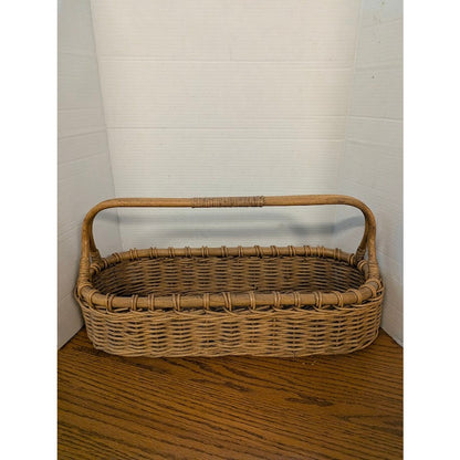 Vintage 21" French Style willow Gathering Basket Rattan Picnic Market Handl Trug