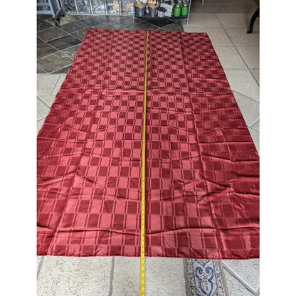 Vintage polyester BURGUNDY TABLECLOTH 58" X 99" rectanglular wOVEN squares