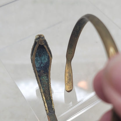 Vintage Brass Snake Arm Cuff Bracelet - Egyptian Revival Style