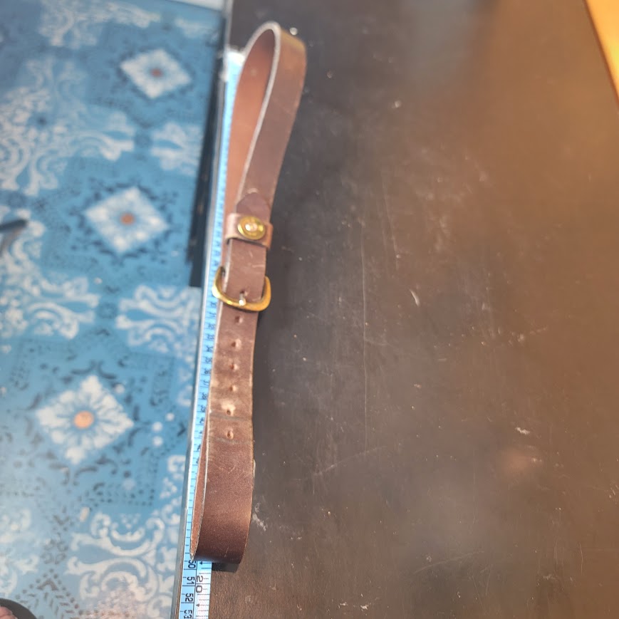 Kevin's Thomasville GA 38 Brass Winchester buckle Leather brown 1 1/2" Belt