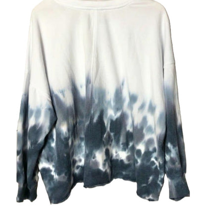 NWT For The Republic Pullover Raw Hem Sweatshirt Sz Medium in Faded Tie Dye