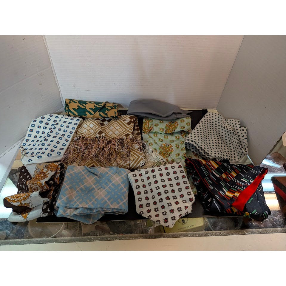 Lot of 9 vintage womens scarves , ascots,