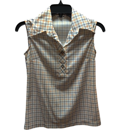 Vintage David Smith Plaid Sleeveless Polo Top Retro Preppy Golf Blouse Size 8