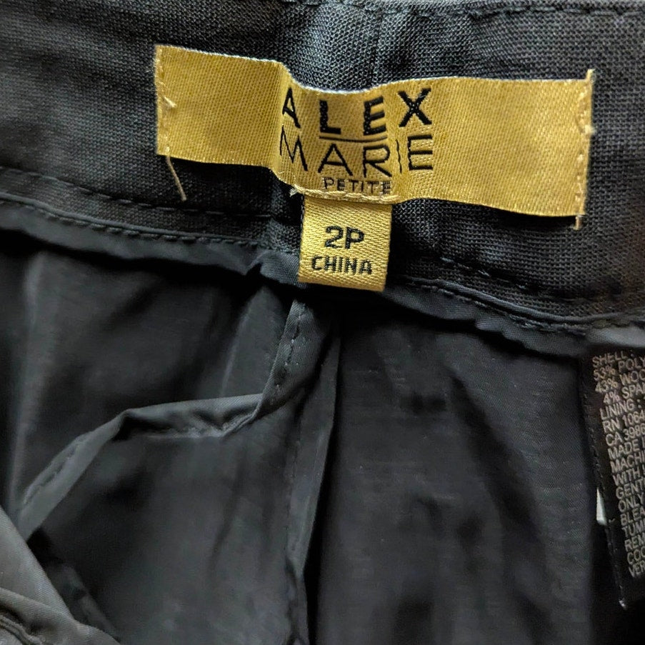Alex Marie Black Tailored Straight Leg Trousers Business Casual Pants Size 2P