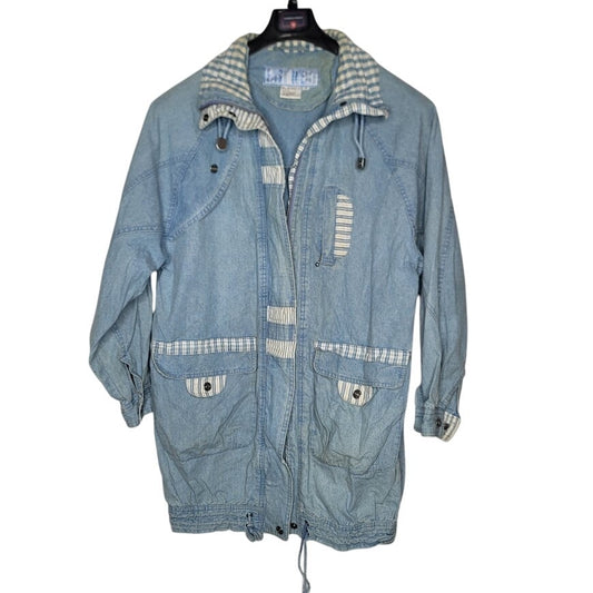 Vintage Size Medium East West Cotton light wash Oversized Denim Jacket 1980s