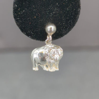 Vintage Sterling Silver Bear Dangle Earrings Pierced Drop Motif Jewelry Kodiak
