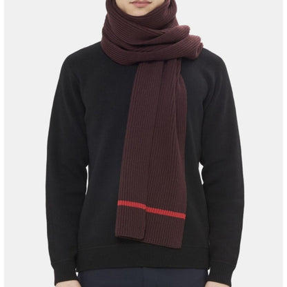 Theory NEW Originally $195 Wendel Ribbed Merino Wool Stripe Trim Scarf Burgundy