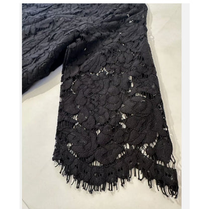 Eliza J Cocktail Dress 3/4 Sleeve Black lace overlay Formal Size 4 Fit Flare