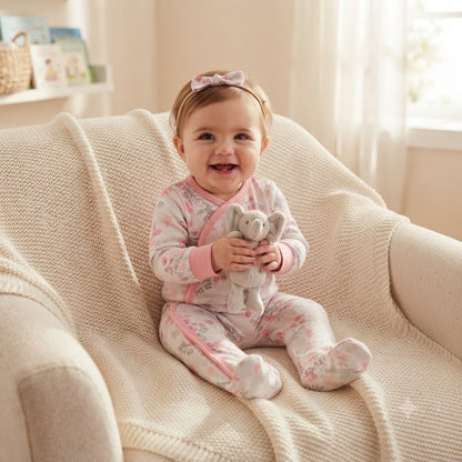 Koala Baby Girls Floral Long Sleeve Footed Sleeper One Piece Suit 6-9 Months NEW