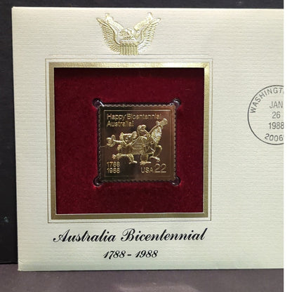 Golden Replicas of United States Stamps Collectible 22kt Gold 1988 AUSTRALIA