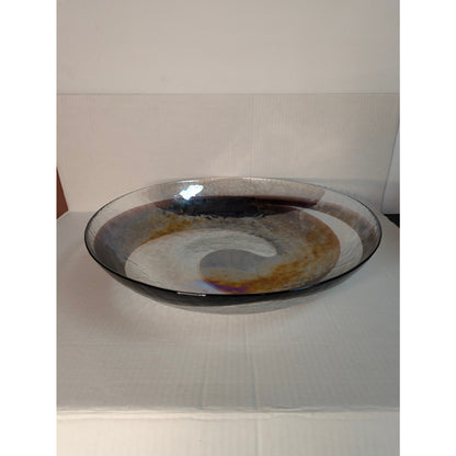 Vintage Ferro Murano Glass Filigrana Swirl Centerpiece Bowl 16" Modern Italian