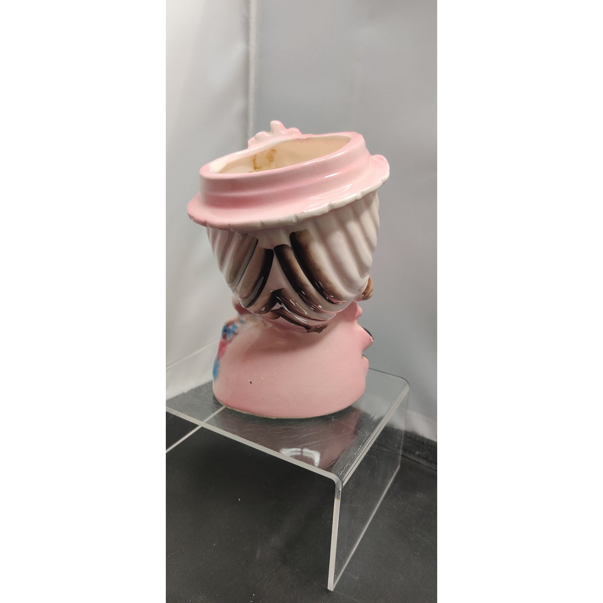 MCM Kitsch Lady Headvase Planter Pink Floral Japan Retro Ceramic Decor Vase Rare