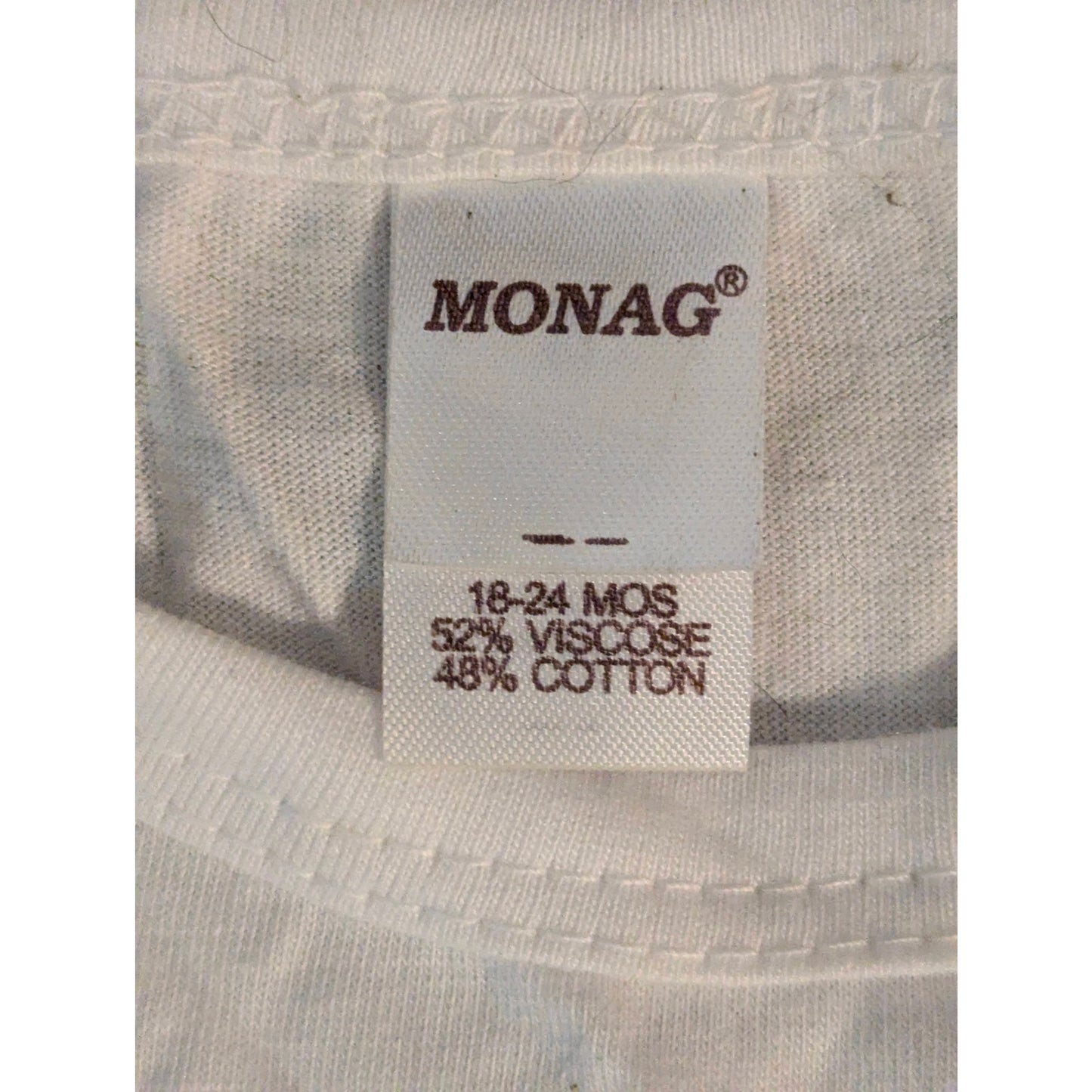 MONAG Baby Girls Plain White Puff Sleeve Tee 18–24M