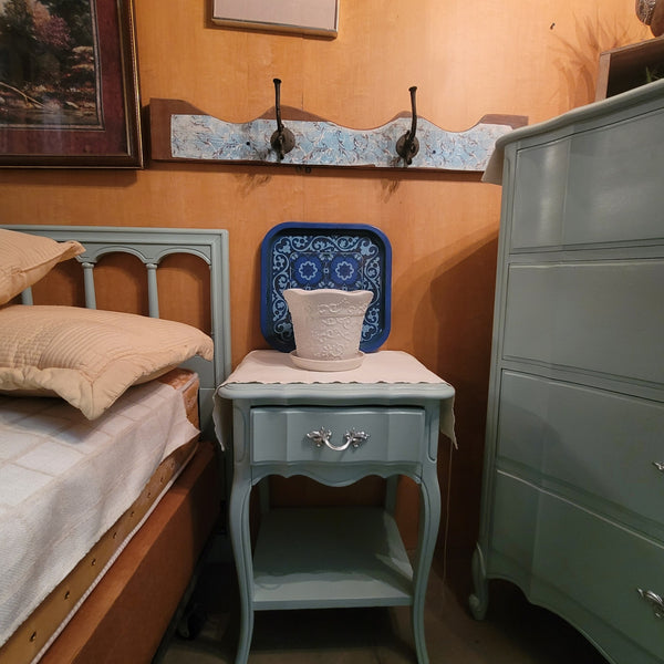 SECONDHAND SANDIES: Blue French Provincial Twin Headboard w/ matching Nightstand