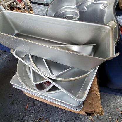 Secondhand Sandies: wilton lot of 38 cake pans BAKER SPECIAL aluminum Various Sizes and Shape