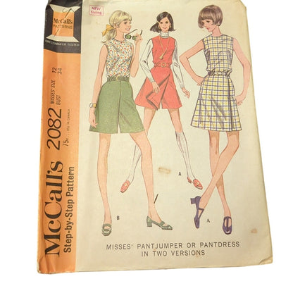 Vintage Sewing pattern McCall's 2082 Size 12 Bust 34 misses pantjumper pantdress