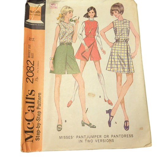 Vintage Sewing pattern McCall's 2082 Size 12 Bust 34 misses pantjumper pantdress