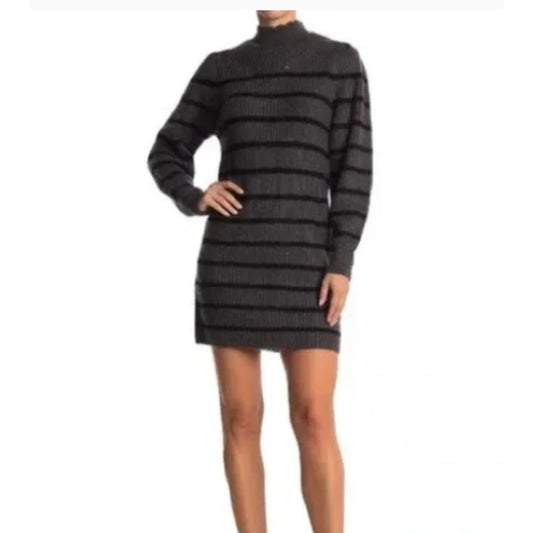 RD Style Size XS SweaterDress long sleeve Charcoal Gray Black Stripe NEW winter