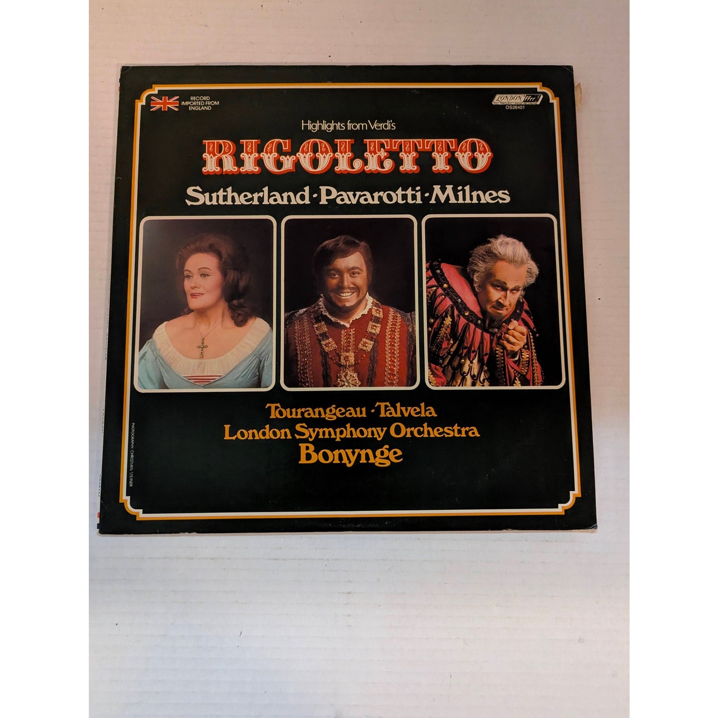 Vintage Verdi Rigoletto Highlights Pavarotti London OS 26367 Opera Vinyl LP