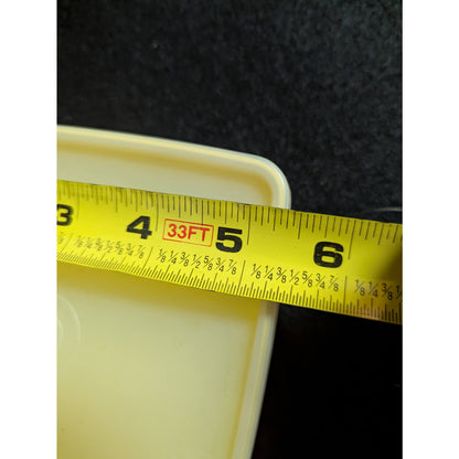 Vintage Tupperware Yellow Square Shallow Food Storage Container Sheer Lid Retro