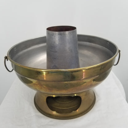 Vintage Chinese Mongolian Firepot Brass Hot Pot Chimney Chafing Dish 37"
