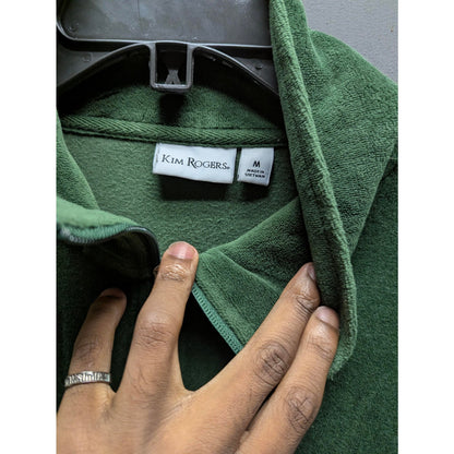 Vintage Kim Rogers Green Velour Tracksuit Set Zip Jacket Pants Y2K Lounge Medium
