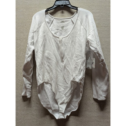 Good American Bodysuit Women’s Size 7 White Feel Good Long Sleeve Body PLUS 4XL