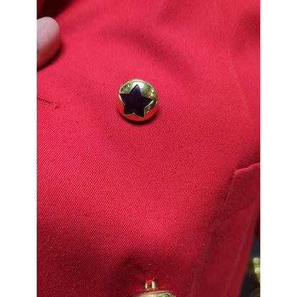 Vintage Kasper Red Double Breasted Star Button Blazer Jacket Power Suit Size 6P