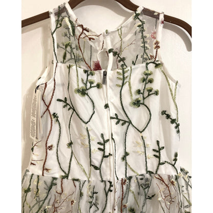 Calvin Klein Sleeveless Embroidered Mesh Overlay Girls' Dress Size 16 White NWT