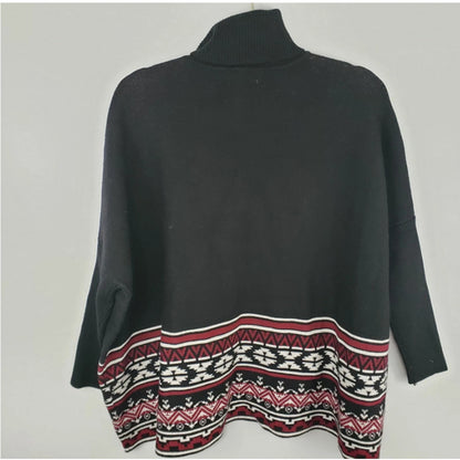 Joseph A SOUTHWEST Patterned Turtleneck oVERSIZED Sweater Size M NEW MEDIUM