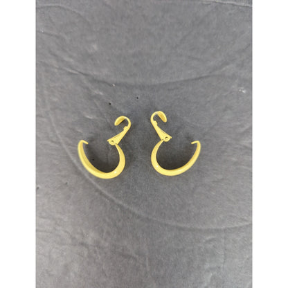 Vintage 1970s Retro Bright Yellow Enamel Gold Tone Hoop Clip On Earrings