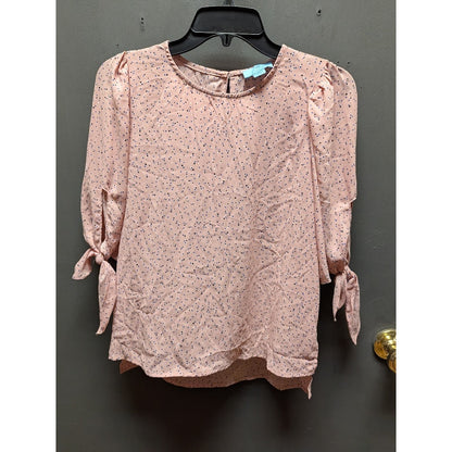 CeCe Mountain Rose Polka Dot Tie-Sleeve Blouse Size XS NEW