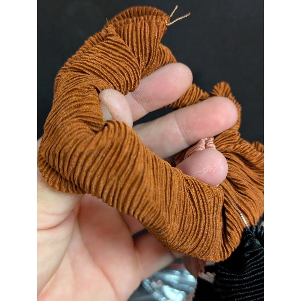 New set of 4 multicolor scrunchies hair ties bands rust black beige Nordstrom