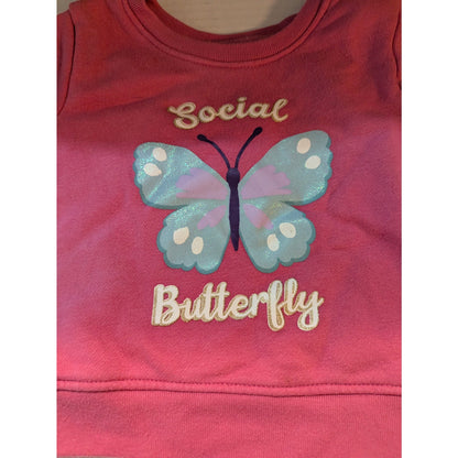 Garanimals Pink Social Butterfly Fleece Sweatshirt Long Sleeve Pullover Top 12M