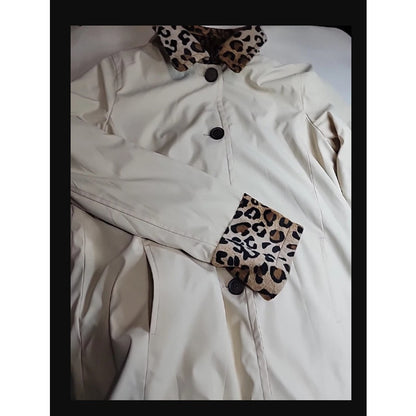 Dennis basso NEW rain coat reversible leopard Animal print all weather coat XL