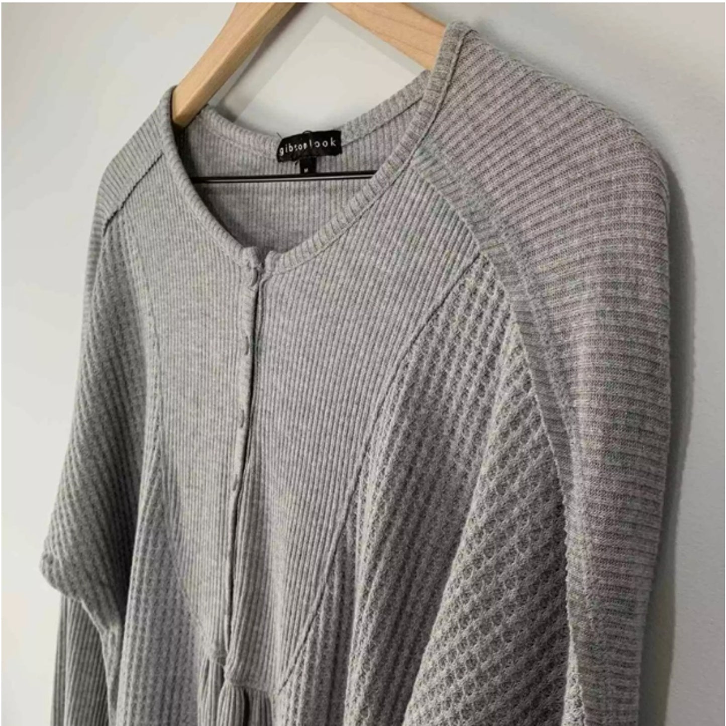 Gibsonlook High Low Heather Grey Long sleeve lightweight Top blouse eXTRA-Large