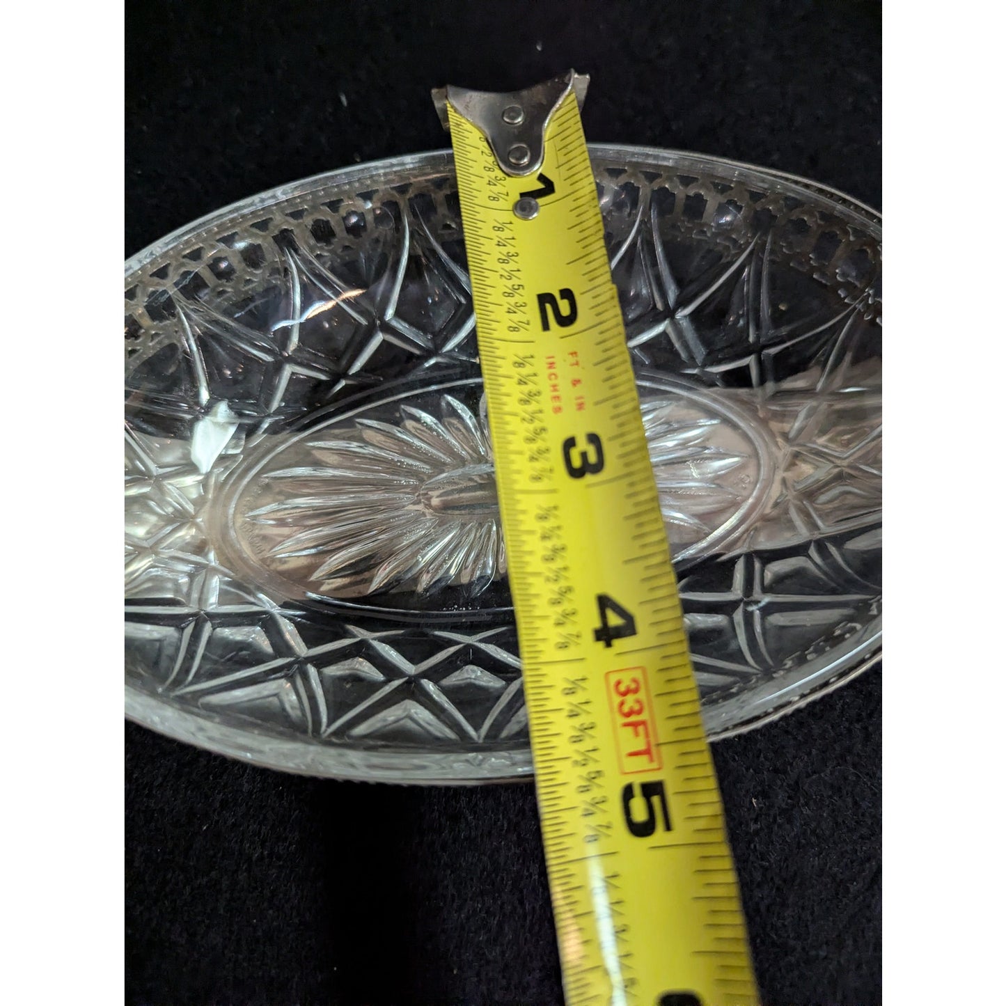 Vintage Cut Glass & Pierced Silverplate Relish Dish Set