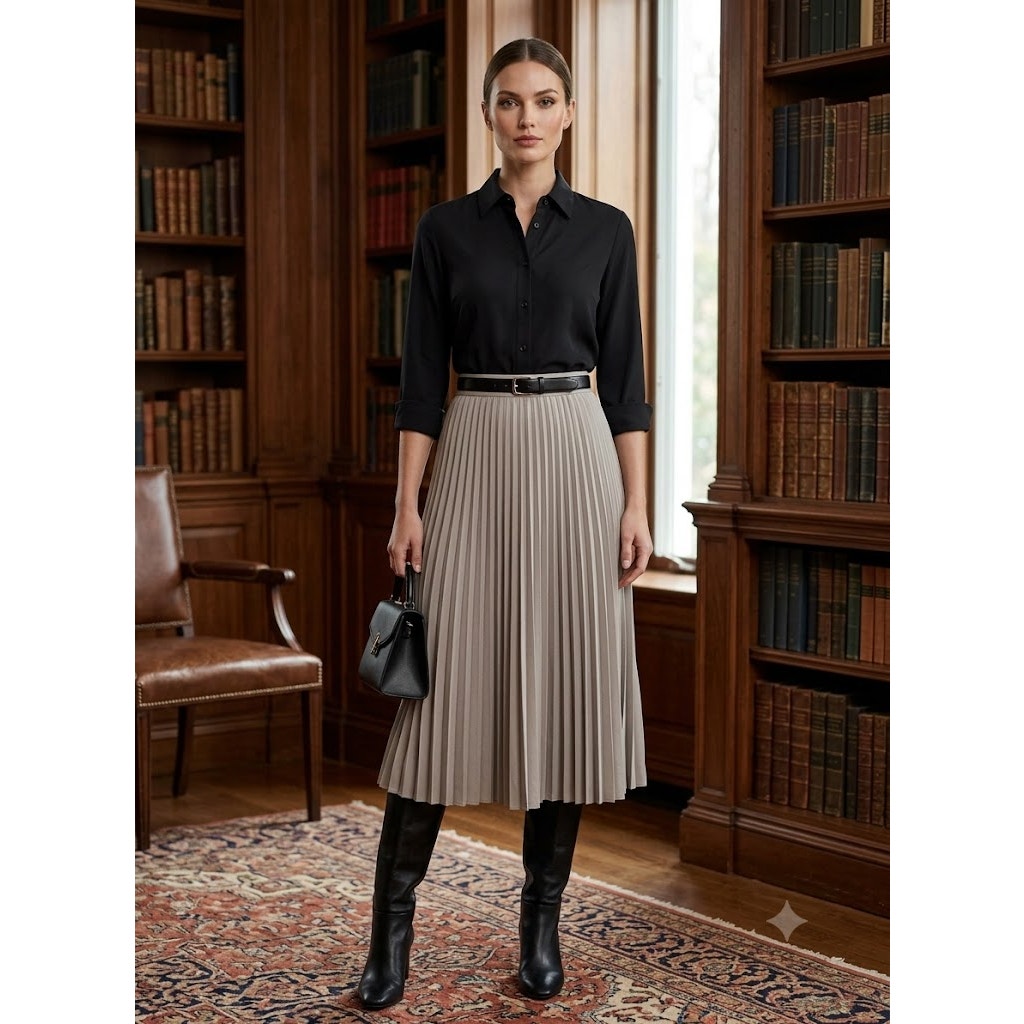 Vintage Liz Claiborne Gray Pleated Midi Skirt 8 Petite Quiet Luxury 90s Vintage