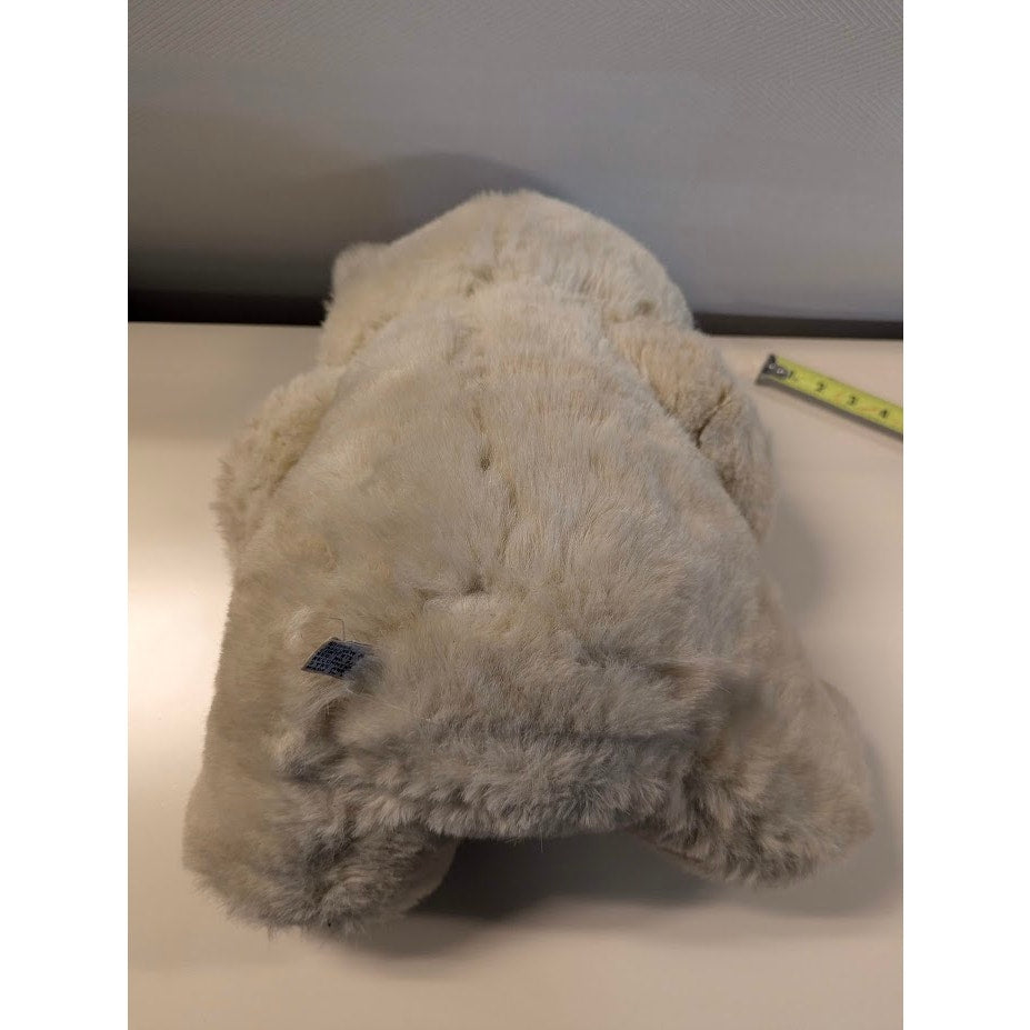 Vintage 1988 Christmas Playful Plush Teddy Bear Light Gray Stuffed Animal