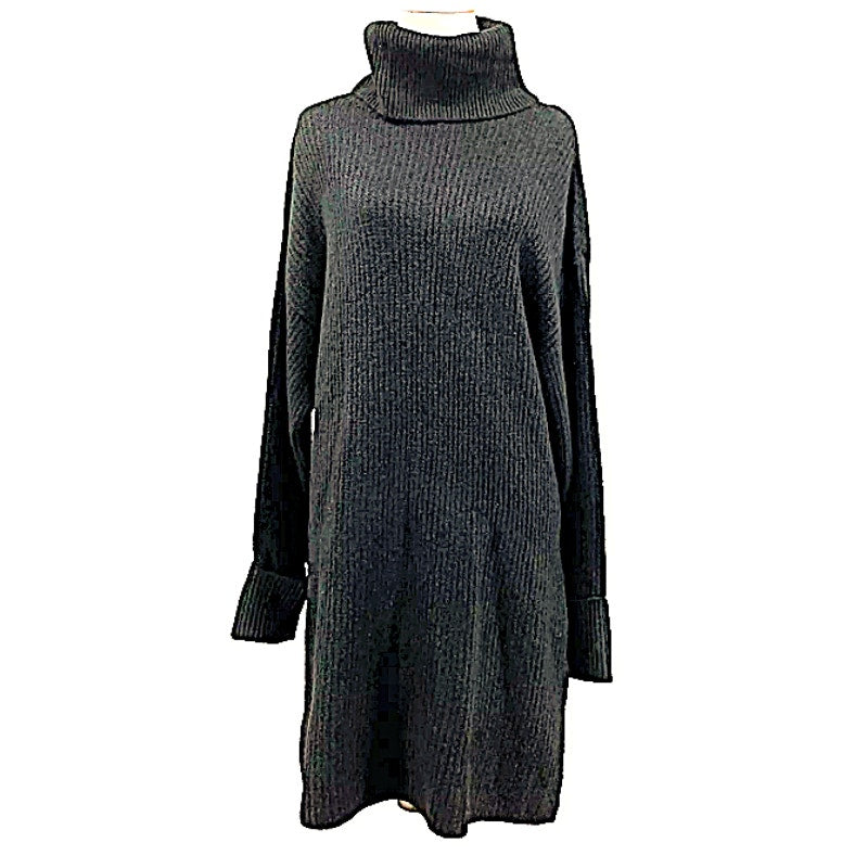 NWT Topshop Long Cuff Sleeve Turtleneck Sweater Tunic Dress Sz 4-6 US Charcoal