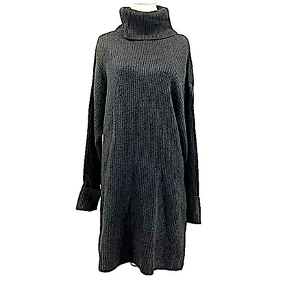 NWT Topshop Long Cuff Sleeve Turtleneck Sweater Tunic Dress Sz 4-6 US Charcoal