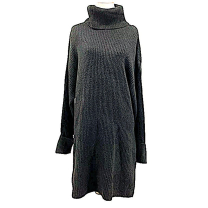 NWT Topshop Long Cuff Sleeve Turtleneck Sweater Tunic Dress Sz 4-6 US Charcoal