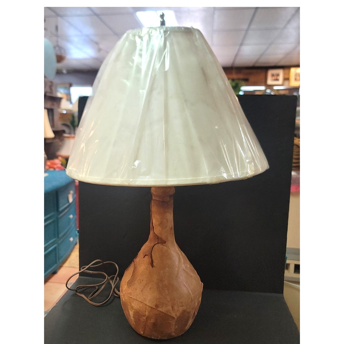 Foothills Craft Guild Vintage Leather Wrapped Artisan Table Lamp Signed BP '78