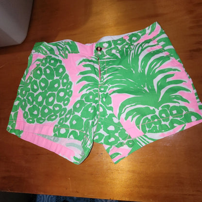 Lilly Pulitzer Callahan Shorts Size 16 Pink Pout Flamenco Green Pink Pineapples