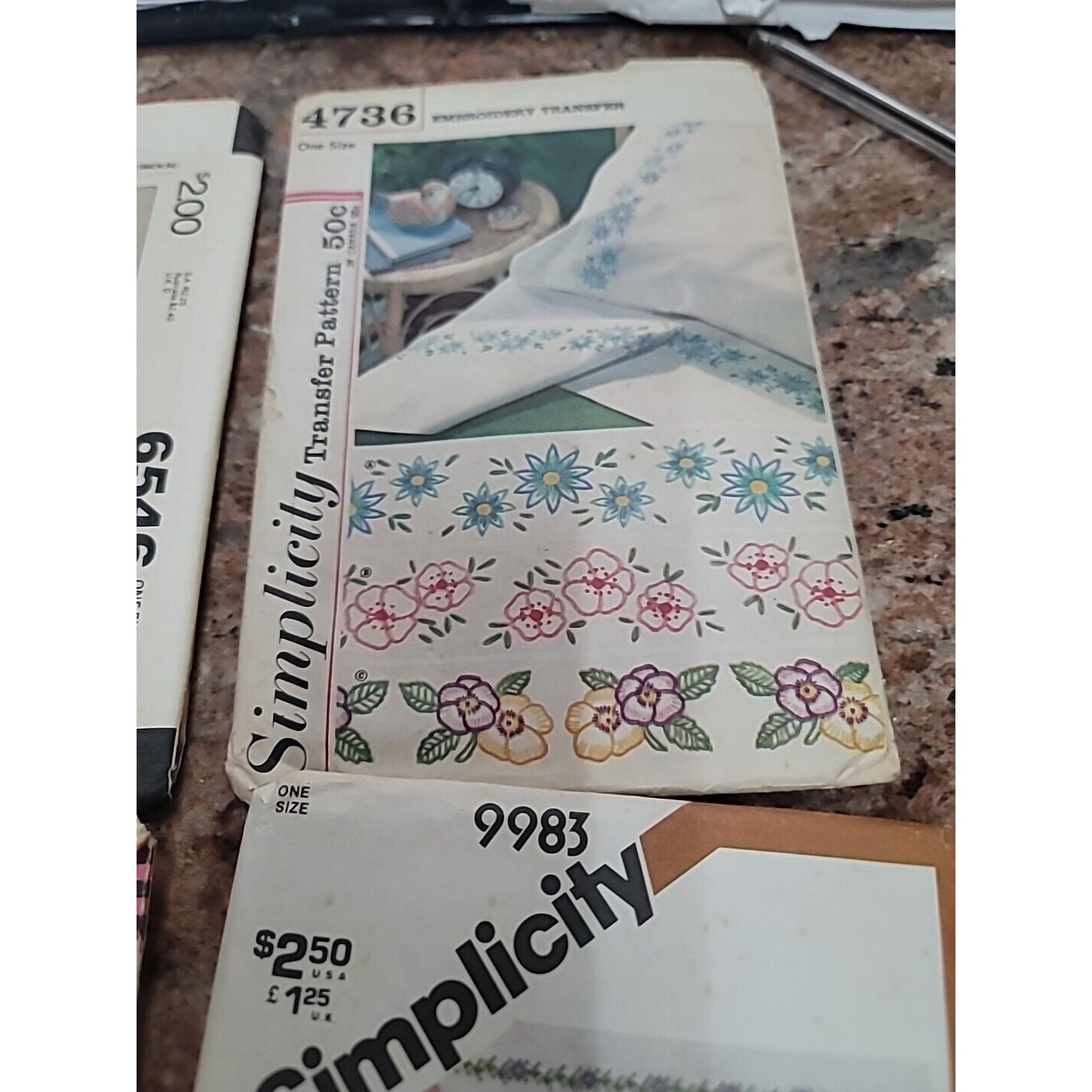 Vtg LOT OF 7 embroidery Flowers letters Sewing Pattern Vogue Simplicity McCall's