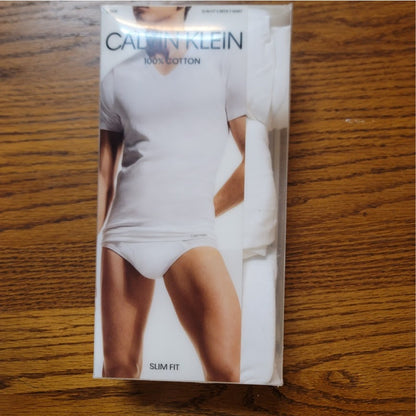 NWT Calvin Klein 100% Cotton Slim Fit V-Neck T-Shirts 3-Pack Medium