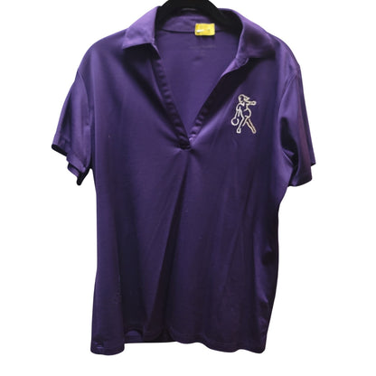 Port Authority Purple Bowling Womens Logo Performance Polo Shirt Retro Large